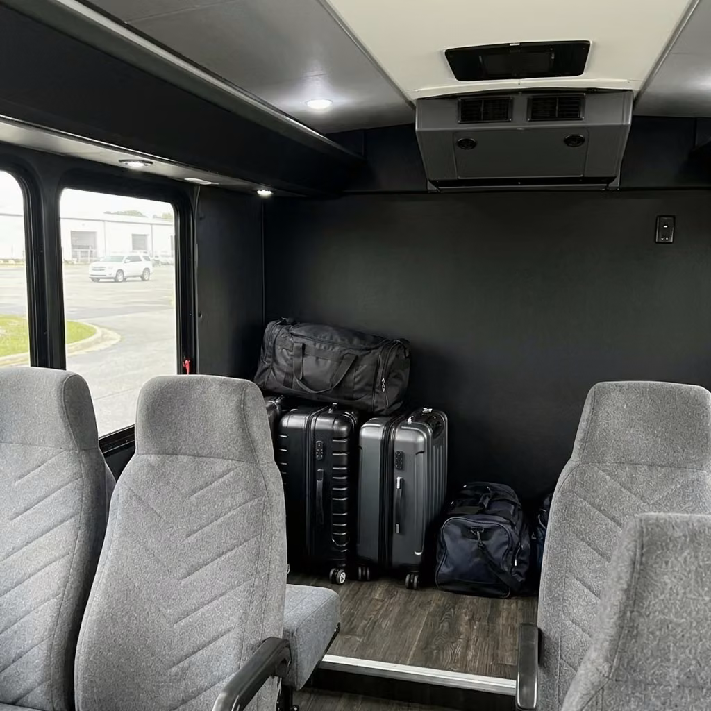 benton 15 passenger minibus luggage area