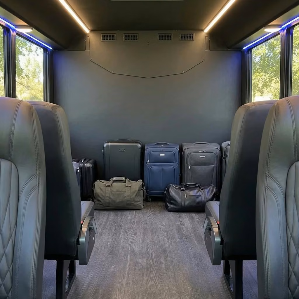 benton 20 passenger minibus luggage area
