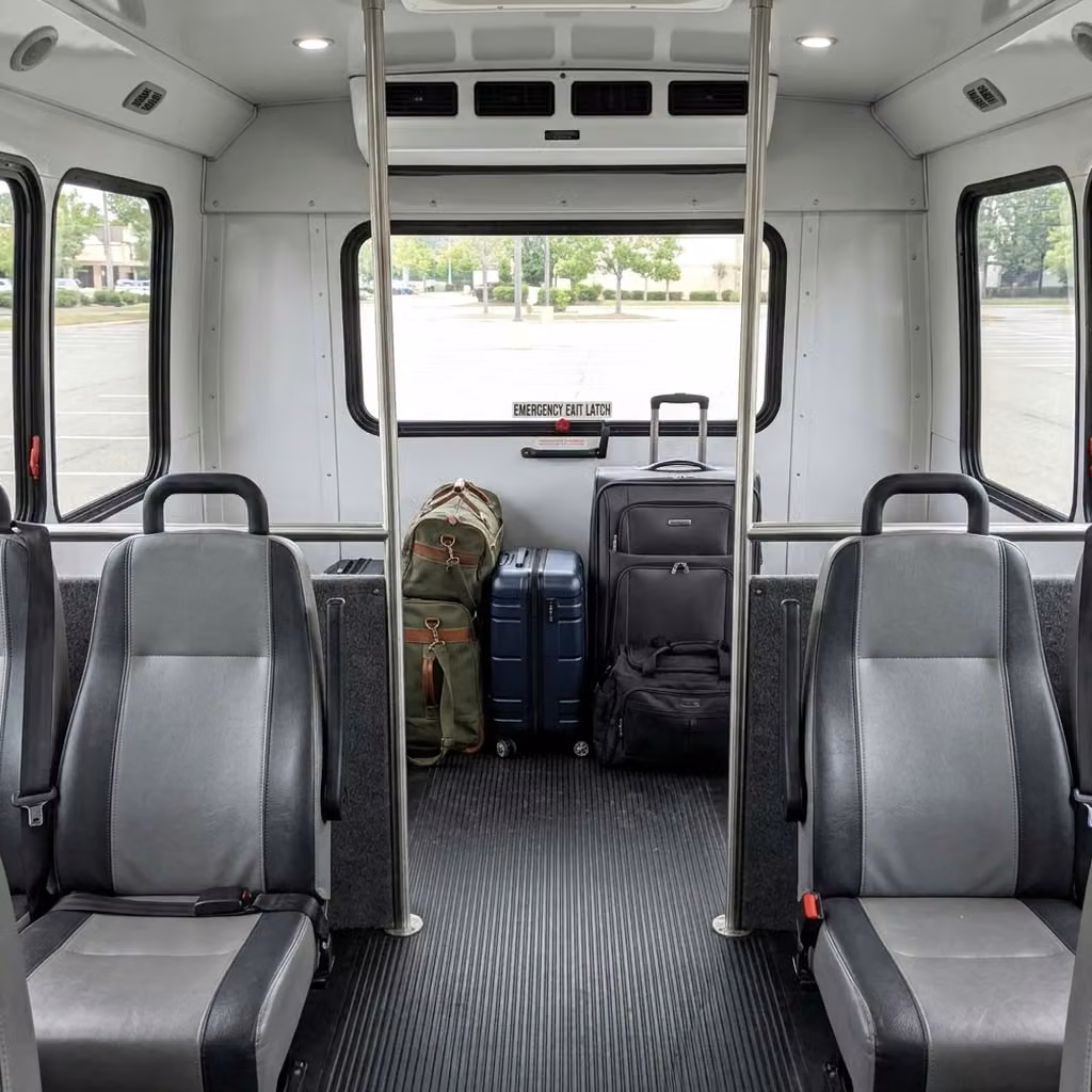 benton 30 passenger minibus luggage area