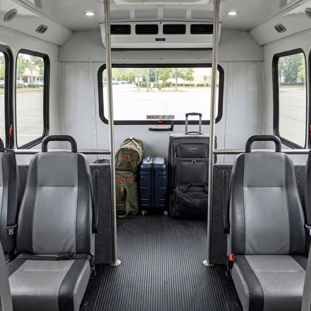 benton 35 passenger minibus luggage area