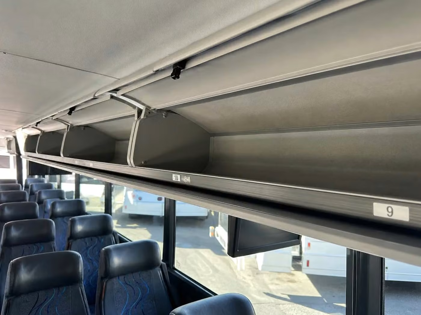 benton 35 passenger minibus overhead storage