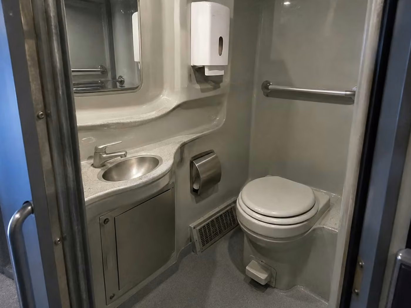 benton 56 passenger charter bus onboard restroom