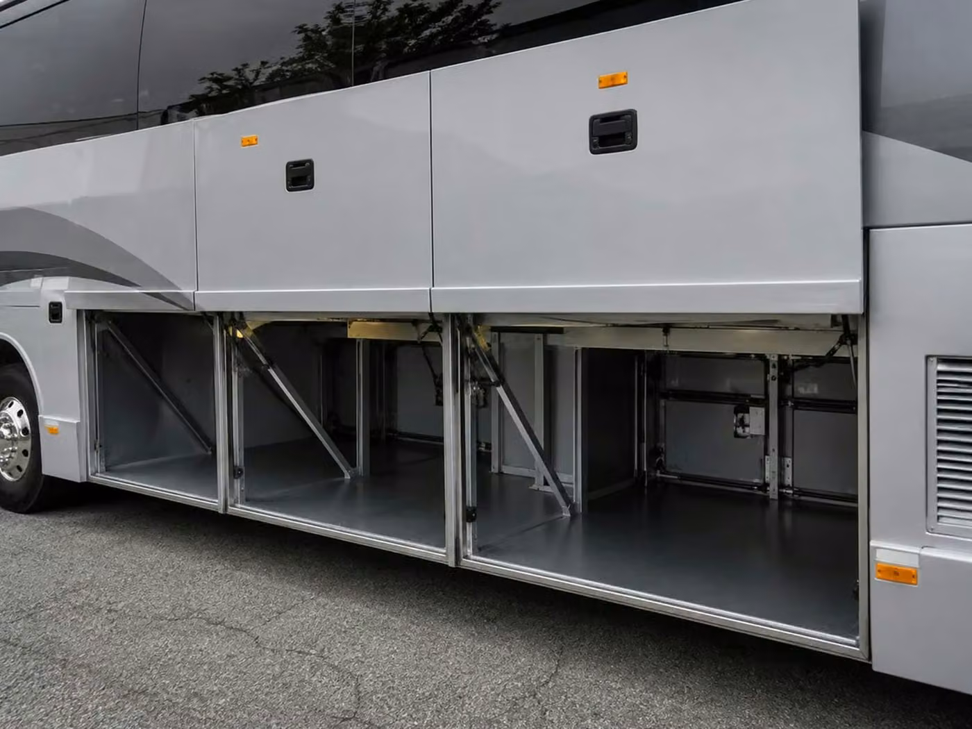 benton charter bus under bus storage