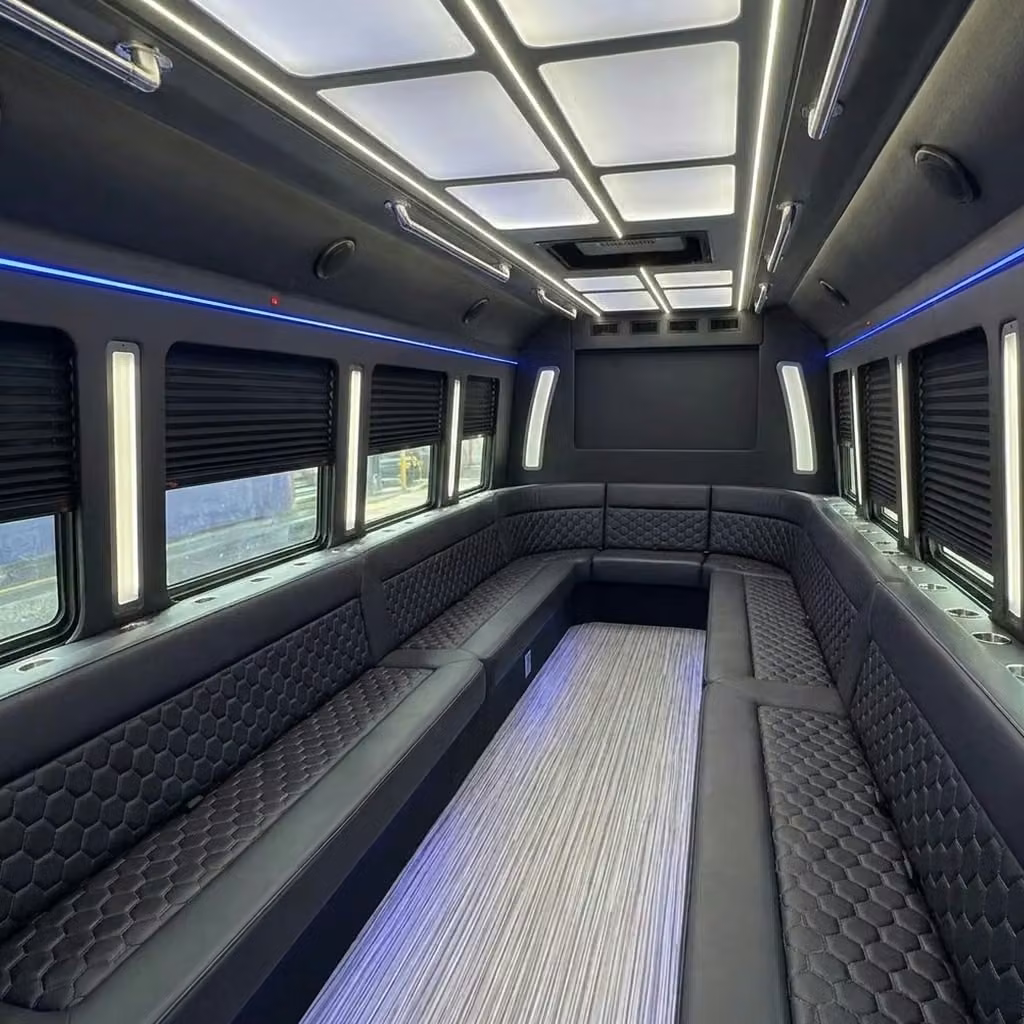 benton party bus wraparound seating