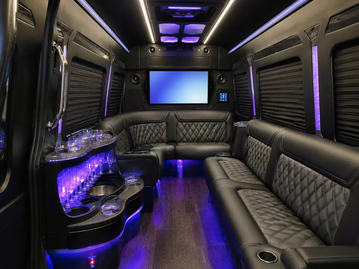 benton prom party buses with led lighting bluetooth sound and leather seating
