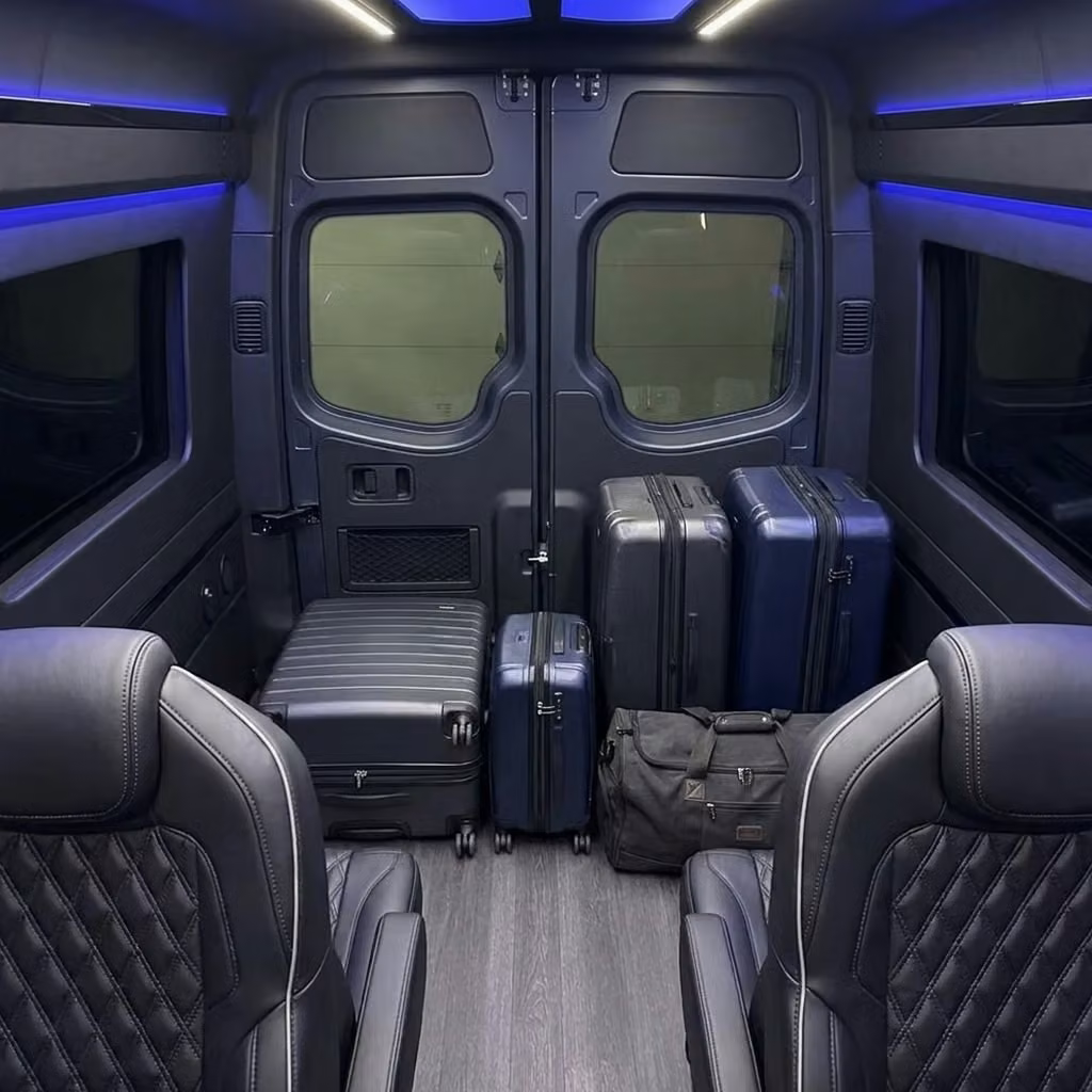 benton sprinter van rental with driver luggage area